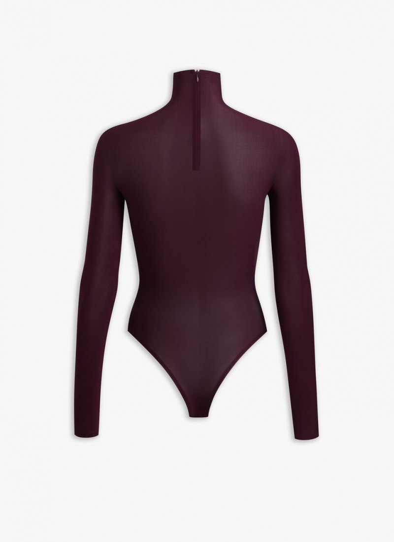 Burgundy Women's Alaia High Neck Jersey Body Bodysuits Singapore | O7P-3252