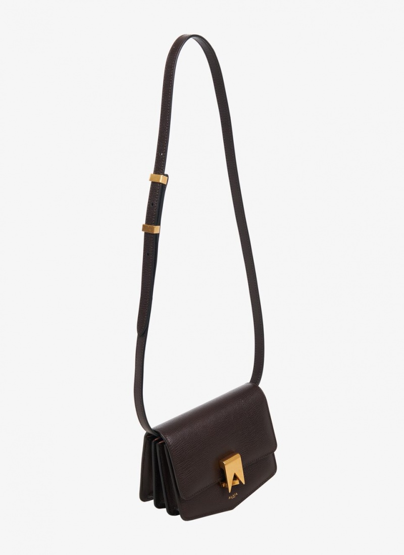 Dark Brown Women's Alaia Le Papa Small Shoulder Bags Singapore | J3O-3775