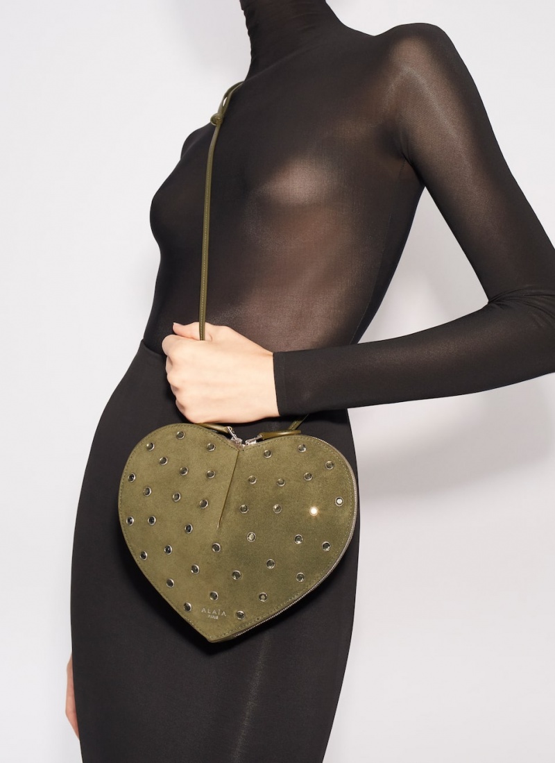 Green Women's Alaia Le Cœur Heart Bag Singapore | S2Z-4793