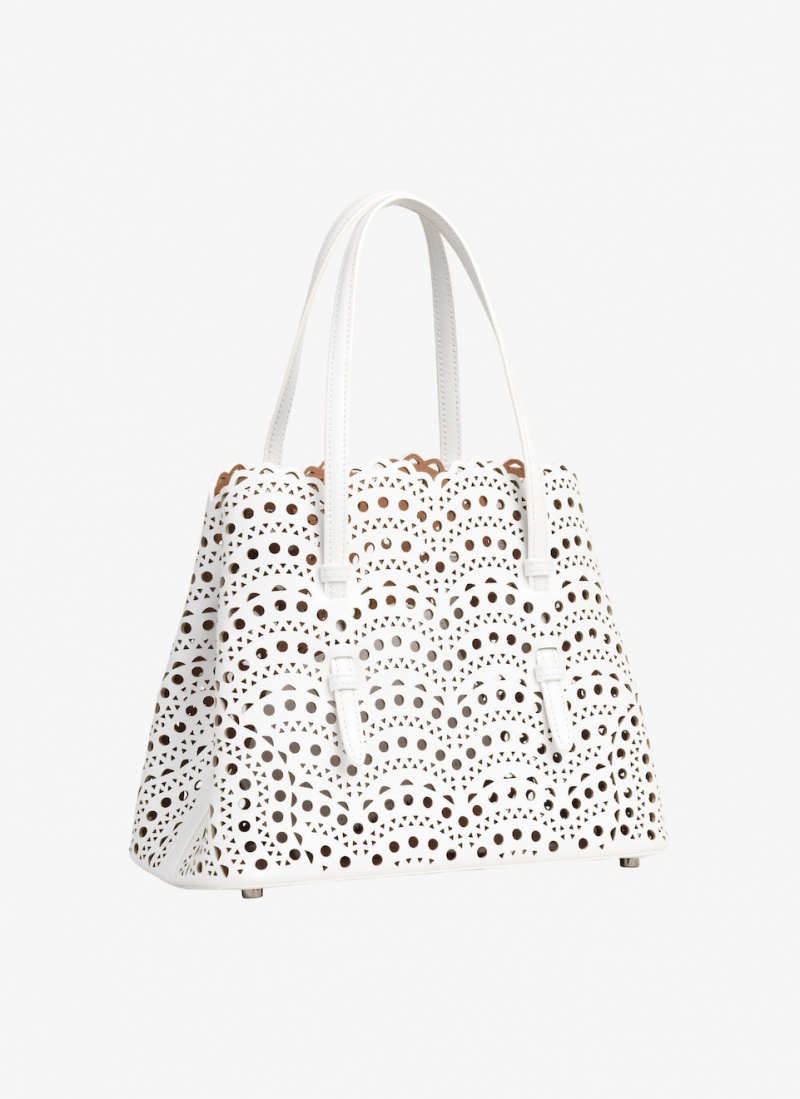 Optic White Women's Alaia Mina 25 Tote Bags Singapore | A3U-2838