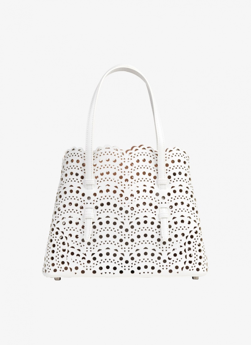 Optic White Women's Alaia Mina 25 Tote Bags Singapore | A3U-2838