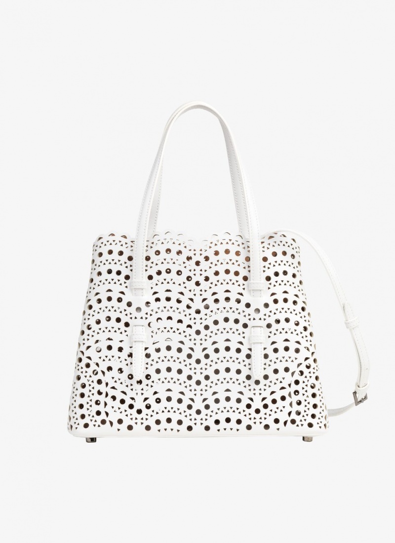 Optic White Women's Alaia Mina 25 Tote Bags Singapore | A3U-2838