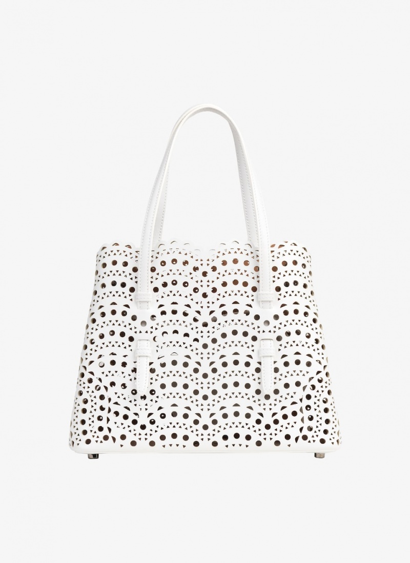 Optic White Women\'s Alaia Mina 25 Tote Bags Singapore | A3U-2838