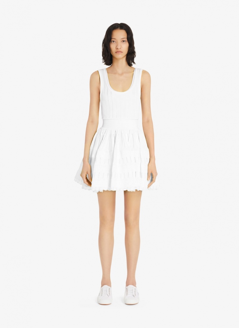 Optic White Women's Alaia Shiny Crinoline Dress Singapore | G2Y-2864