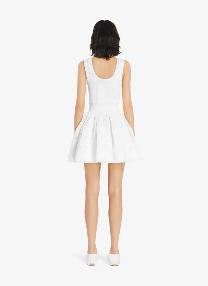 Optic White Women's Alaia Shiny Crinoline Dress Singapore | G2Y-2864