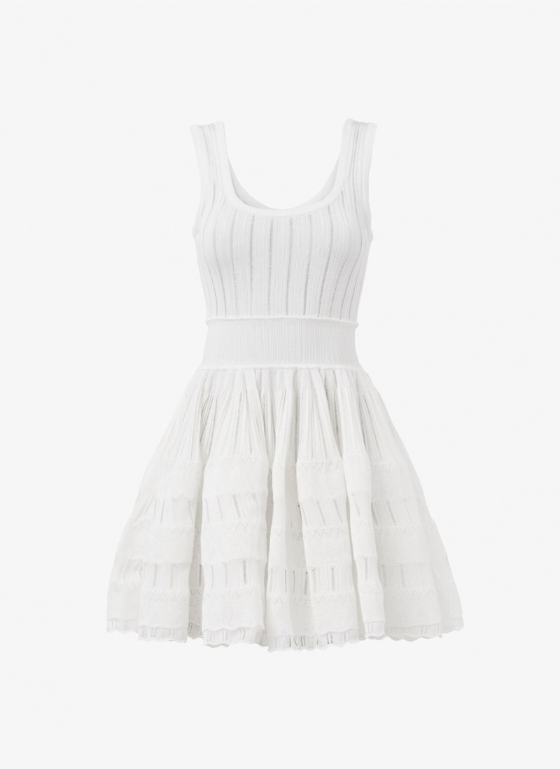 Optic White Women\'s Alaia Shiny Crinoline Dress Singapore | G2Y-2864