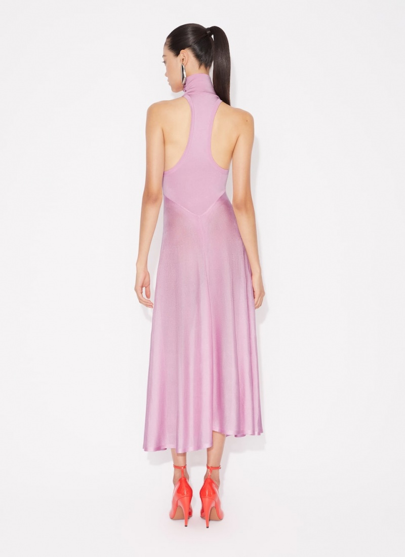 Pink Women's Alaia Shiny Flared Dress Singapore | T1S-5246