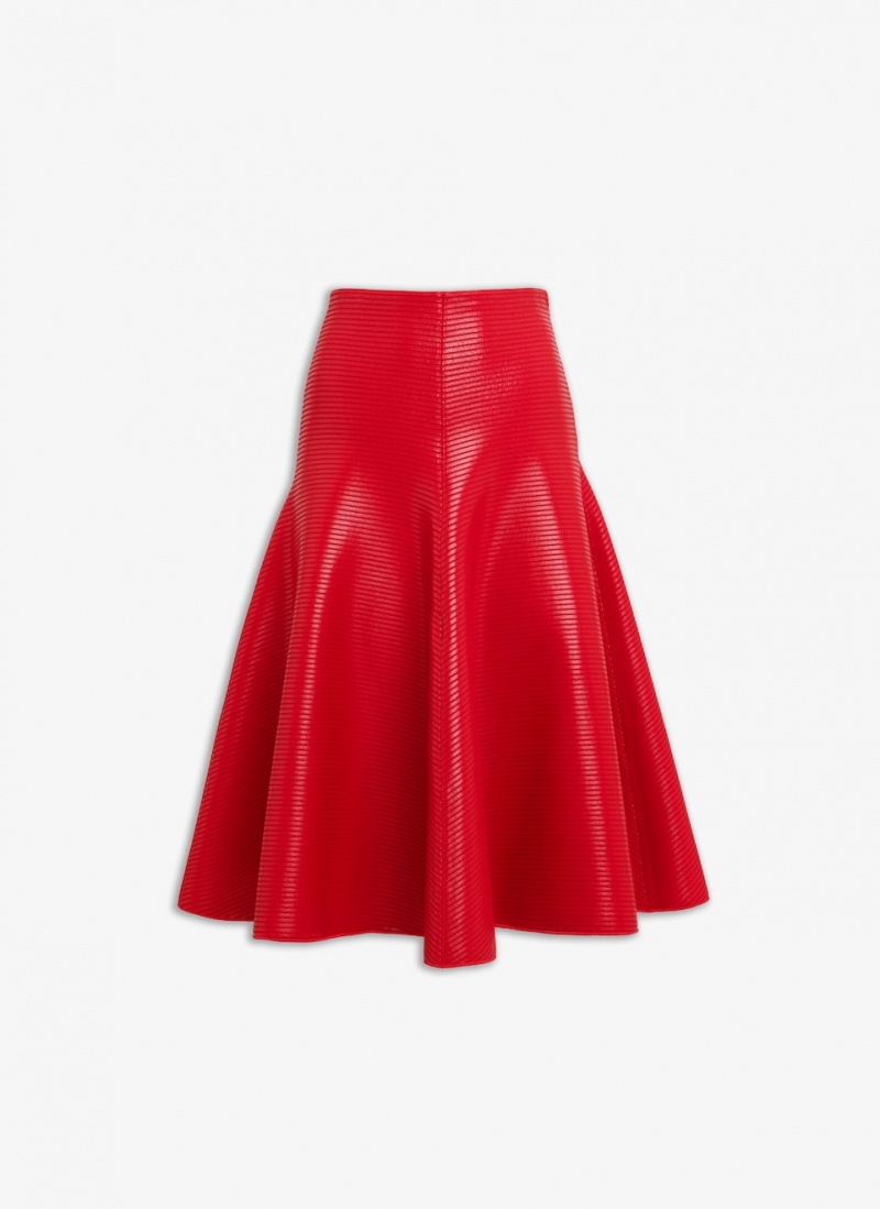 Red Women\'s Alaia Coated Flared Skirts Singapore | X7Y-2806