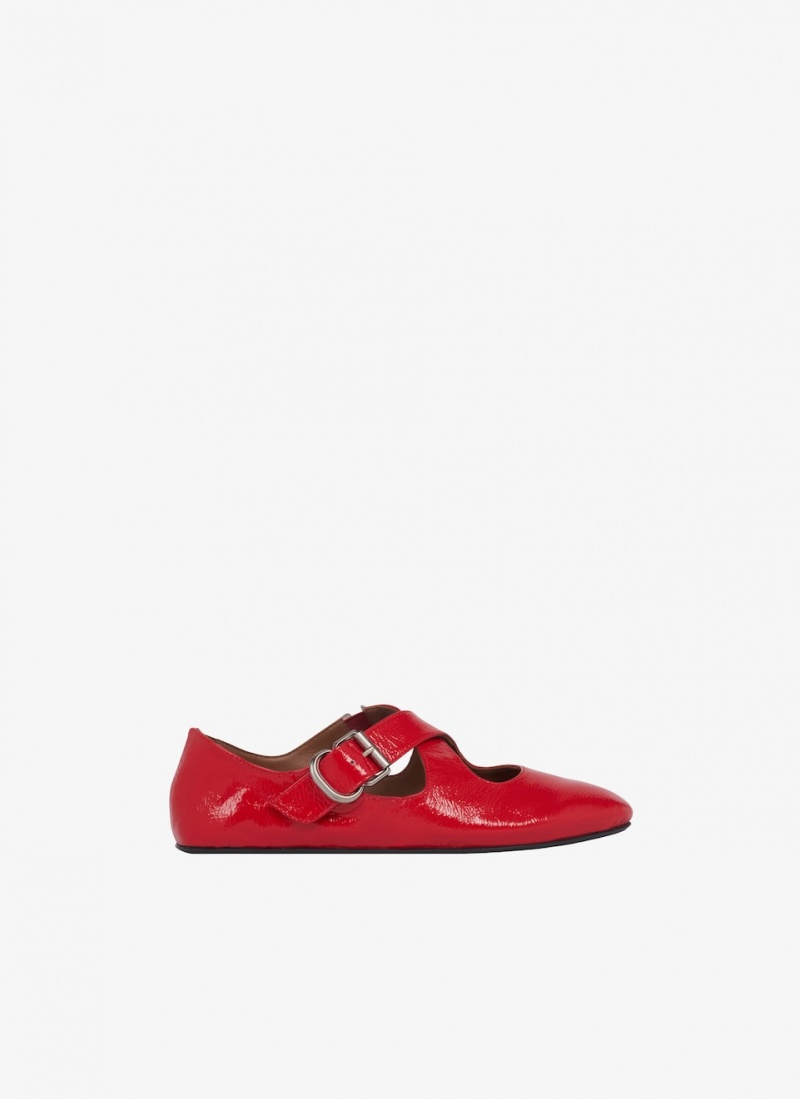 Red Women\'s Alaia Criss Cross Ballet Flats Singapore | B6E-7653