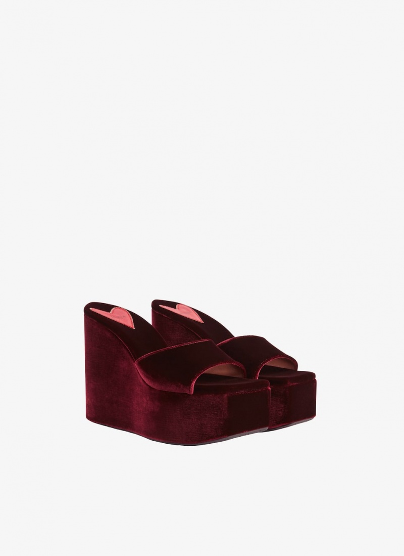 Red Women's Alaia Riviera Wedge Mules Singapore | S6X-7485