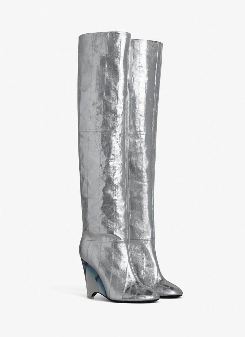 Silver Women's Alaia Wedge Boots Singapore | T9L-3408