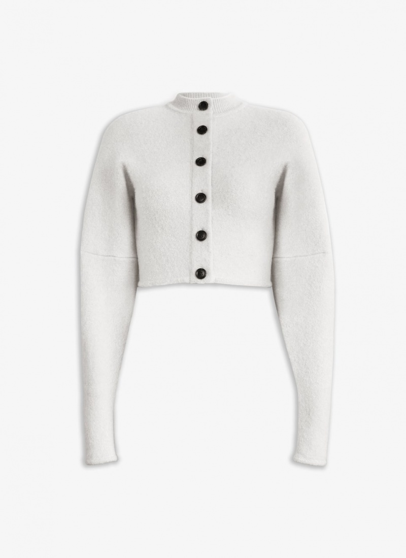 White Women\'s Alaia Alpaca Cropped Cardigan Gilets Singapore | N5G-4716