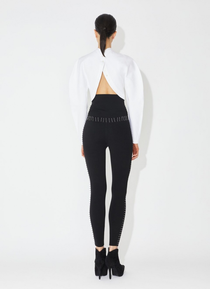 White Women's Alaia Cropped Poplin Tops Singapore | L3Z-7918