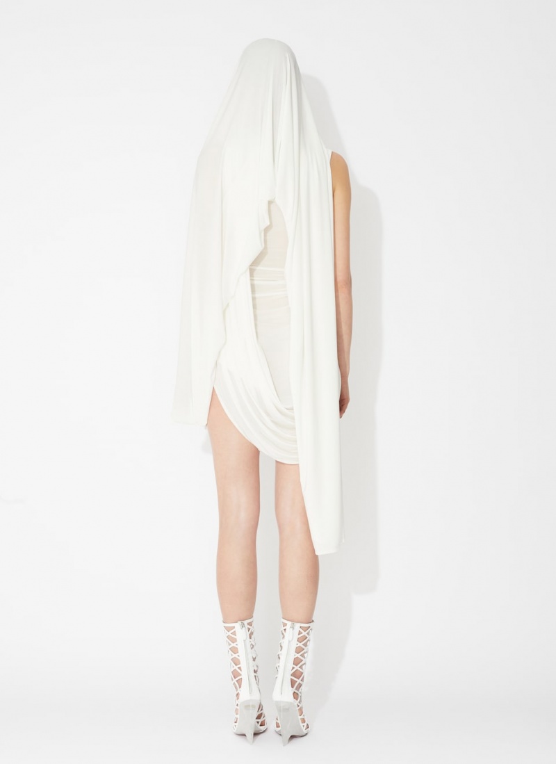 White Women's Alaia Draped Fluid Jersey Dress Singapore | E6Q-1447