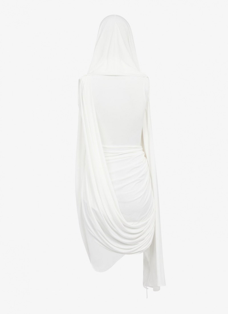 White Women's Alaia Draped Fluid Jersey Dress Singapore | E6Q-1447