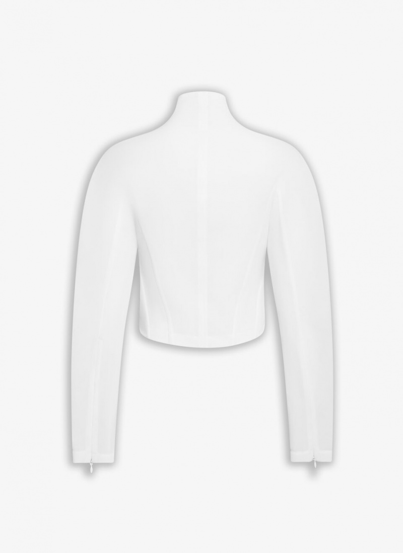 White Women's Alaia Highneck Jacket Coats Singapore | J0W-1353