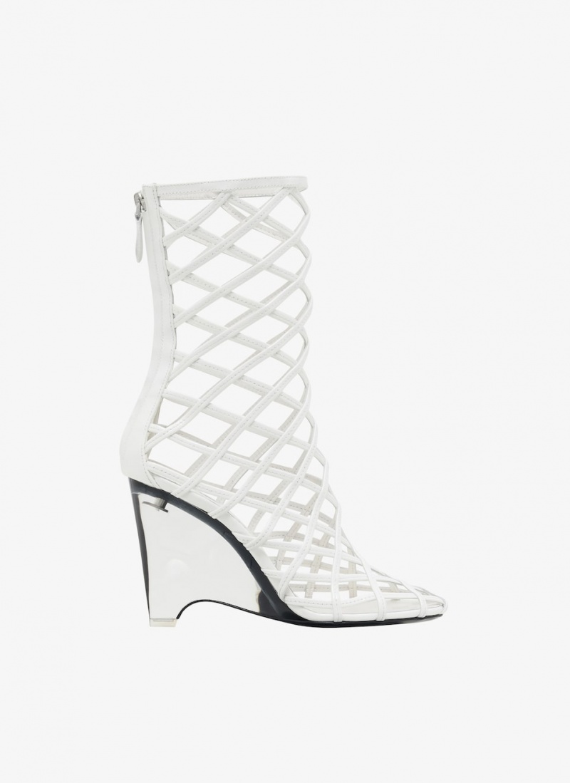 White Women\'s Alaia La Cage Wedge Boots Singapore | P8N-3140