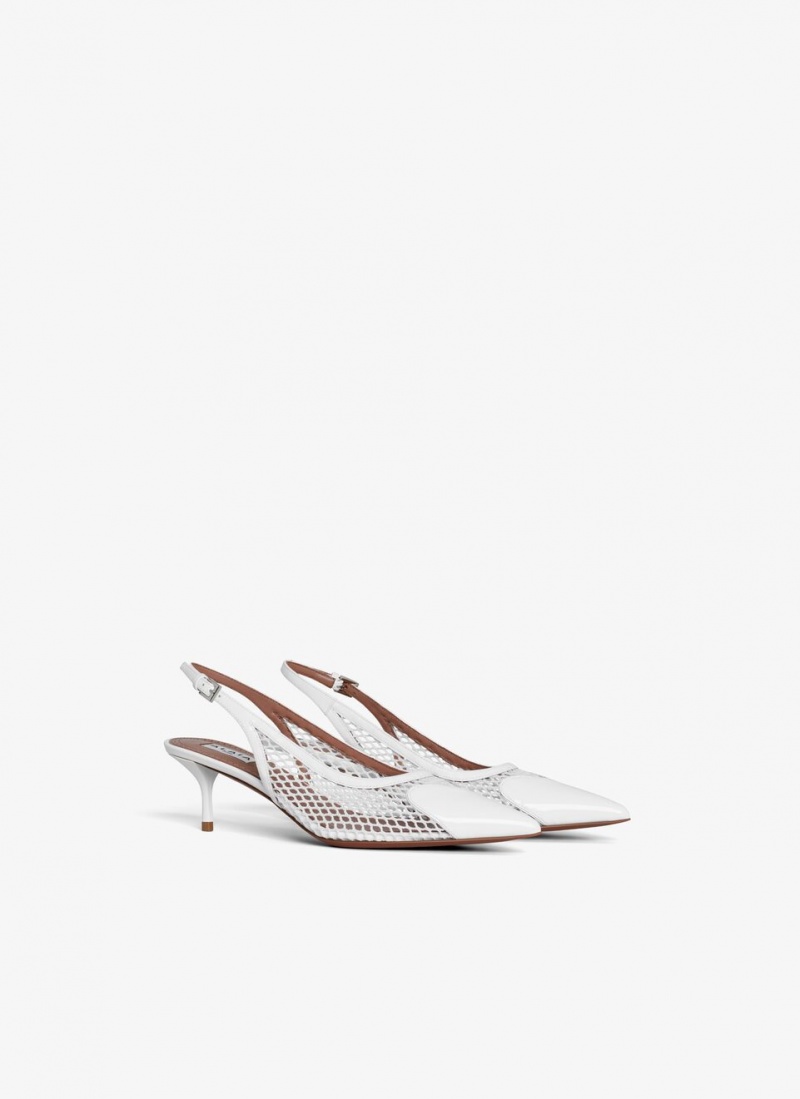 White Women's Alaia Le Cœur Slingbacks Pumps Singapore | E4C-4080