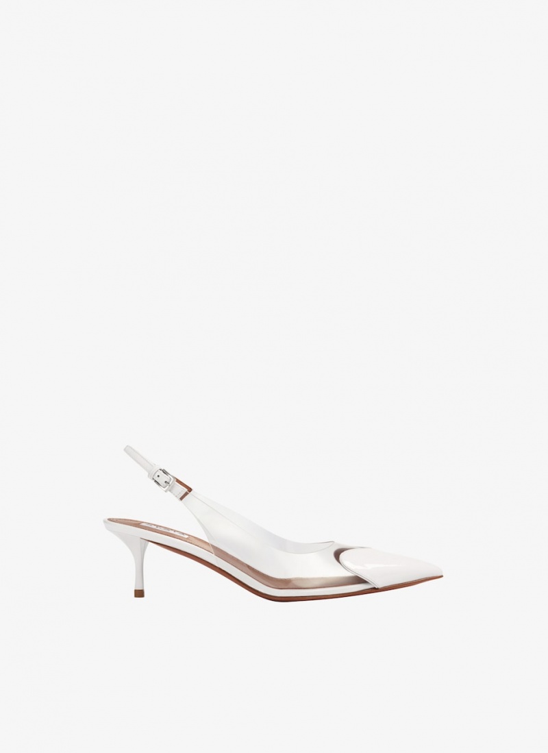 White Women\'s Alaia Le Cœur Slingbacks Pumps Singapore | O7E-3125