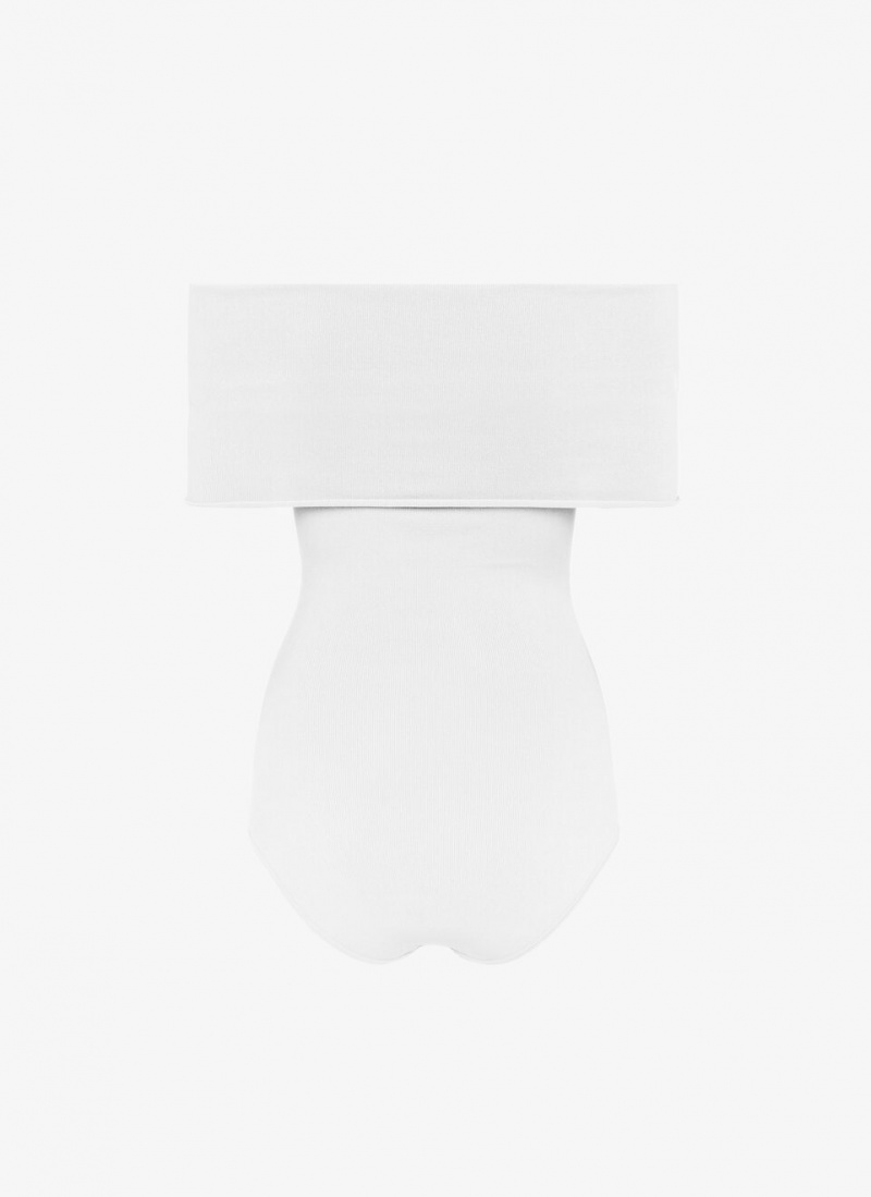 White Women's Alaia Off-shoulder Body Bodysuits Singapore | H4X-1618