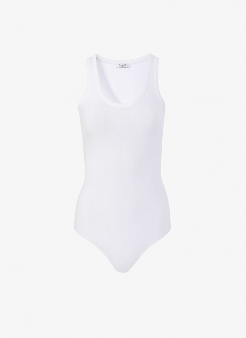 White Women\'s Alaia Tank Body Bodysuits Singapore | D0X-9745