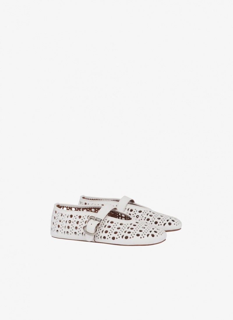 White Women's Alaia Vienne Lambskin Ballet Flats Singapore | J7N-5994