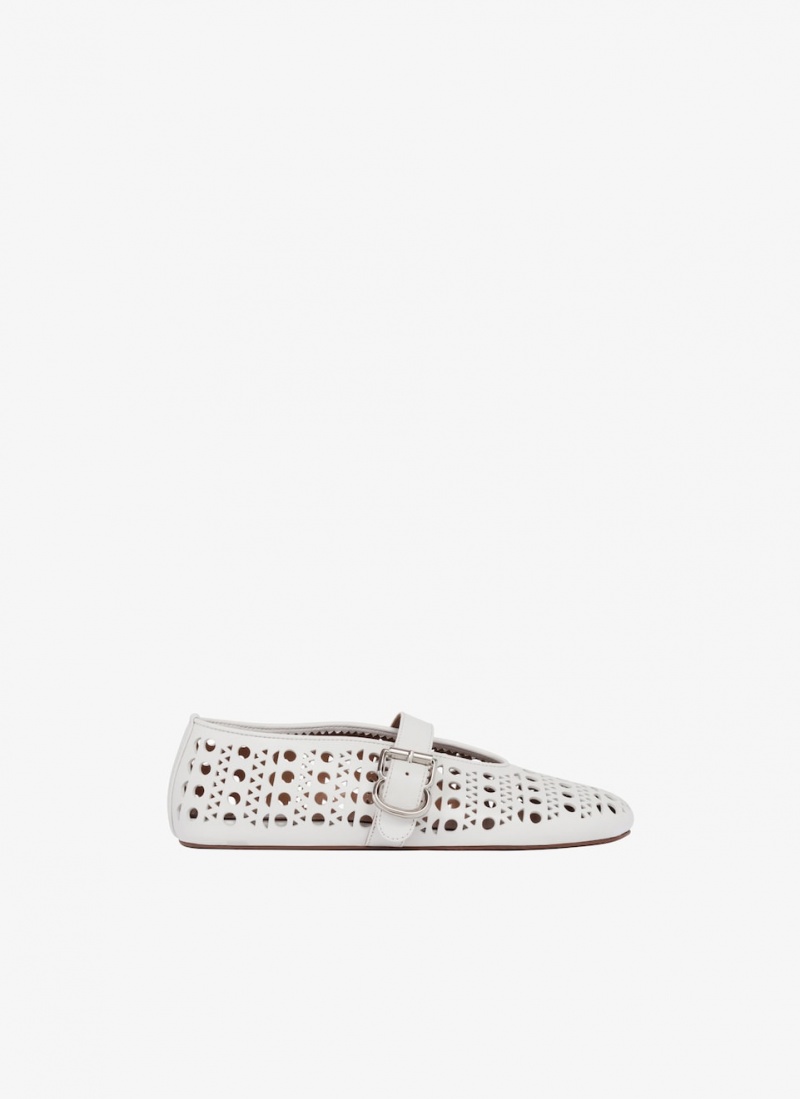 White Women\'s Alaia Vienne Lambskin Ballet Flats Singapore | J7N-5994